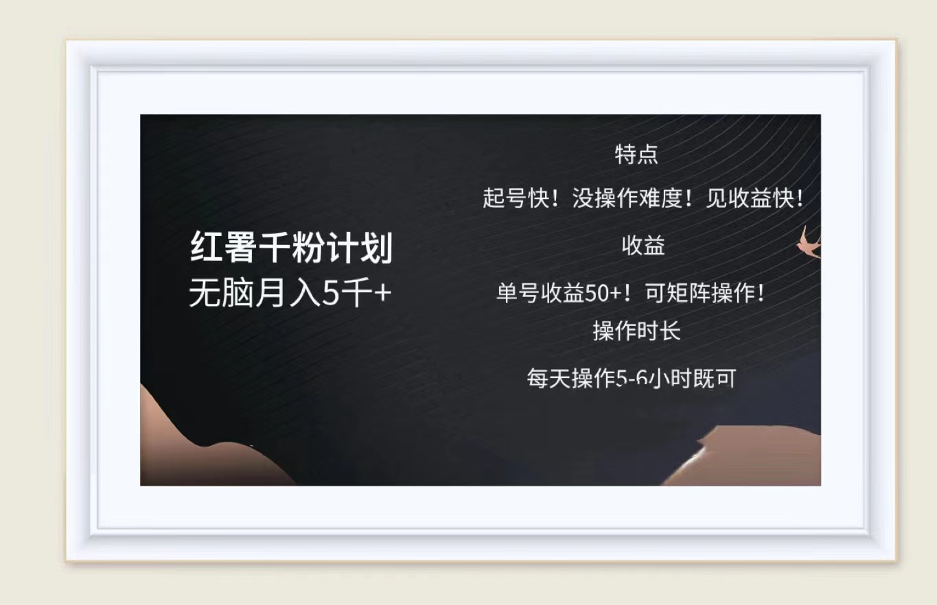红薯千粉计划无脑月入5千➕！既做既赚！-齐力副业