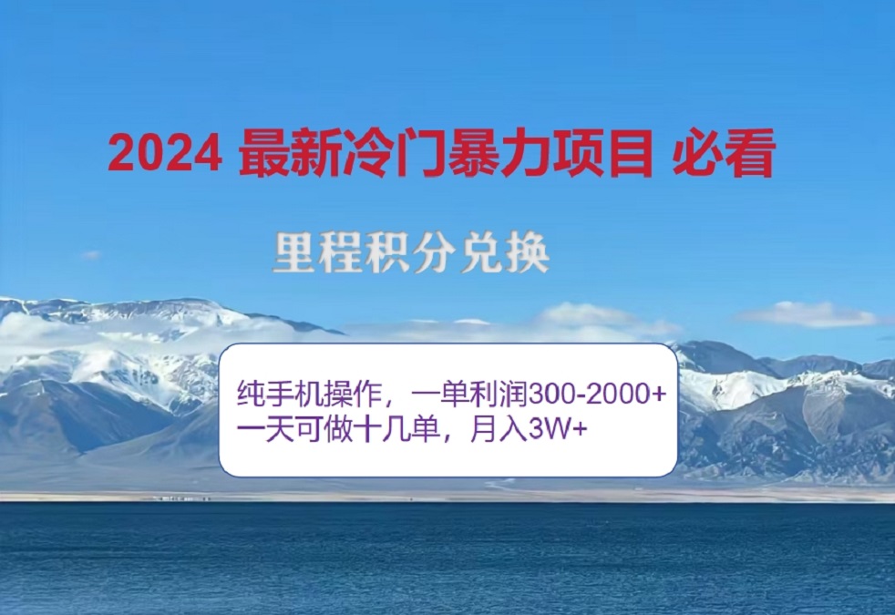 2024惊爆冷门暴利！出行高峰来袭，里程积分，高爆发期，一单300+—2000+，月入过万不是梦！-齐力副业