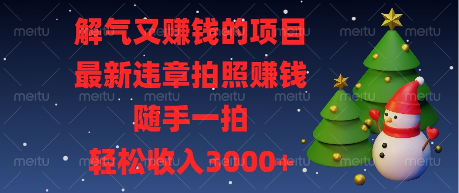 最新违章拍照赚钱，随手一拍，解气又赚钱的项目，轻松收入3000+-齐力副业