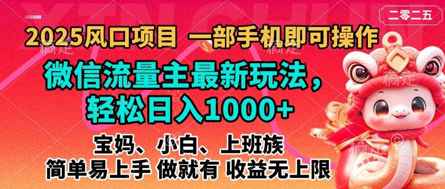 2025蓝海风口项目，微信流量主最新玩法，轻松日入1000+，简单易上手，做就有 收益无上限-齐力副业