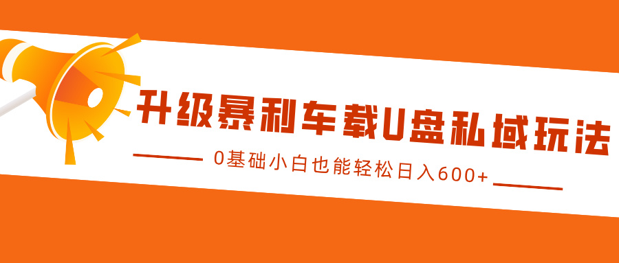 升级暴利车载U盘私域玩法，0基础小白也能轻松日入600+-齐力副业