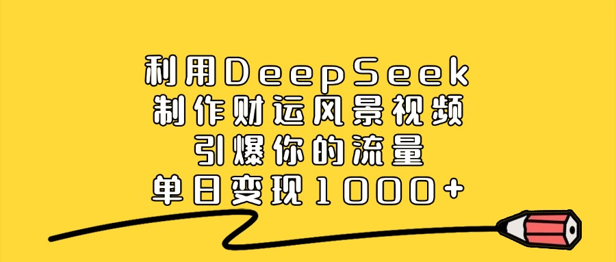 利用DeepSeek制作，财运风景视频，引爆你的流量，单日变现1000+-齐力副业
