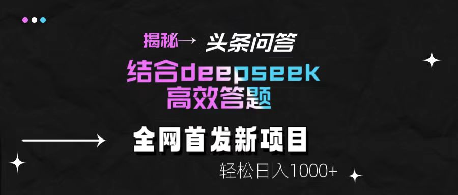 头条问答新玩法！结合deepseek高效答题，轻松日入1000+【揭秘】-齐力副业