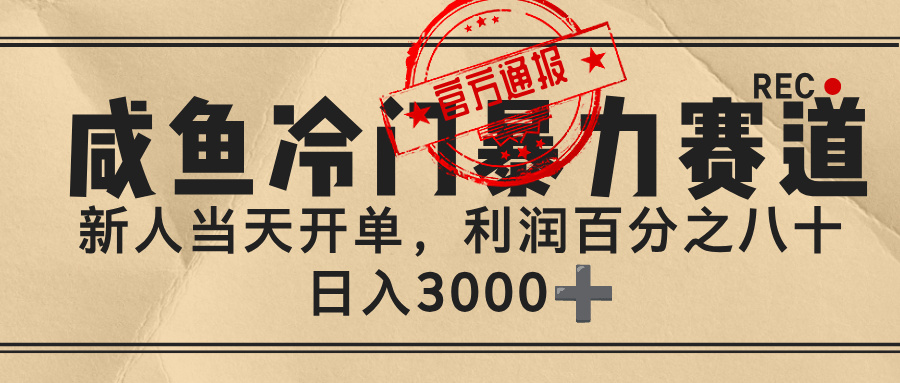 闲鱼，冷门暴力赛道，一单 80%利润，新人轻松日入 3000+-齐力副业