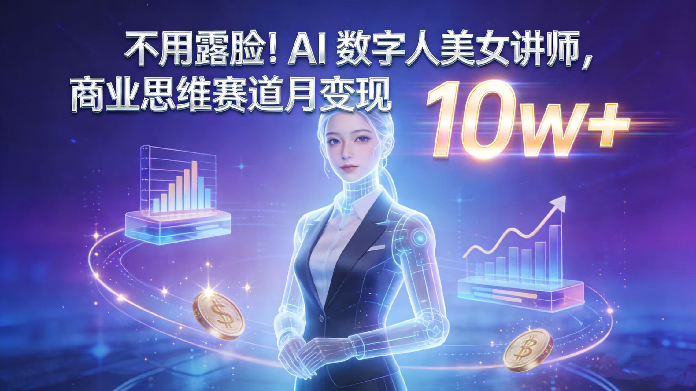 不用露脸！AI 数字人美女讲师，商业思维赛道月变现 10w+-齐力副业