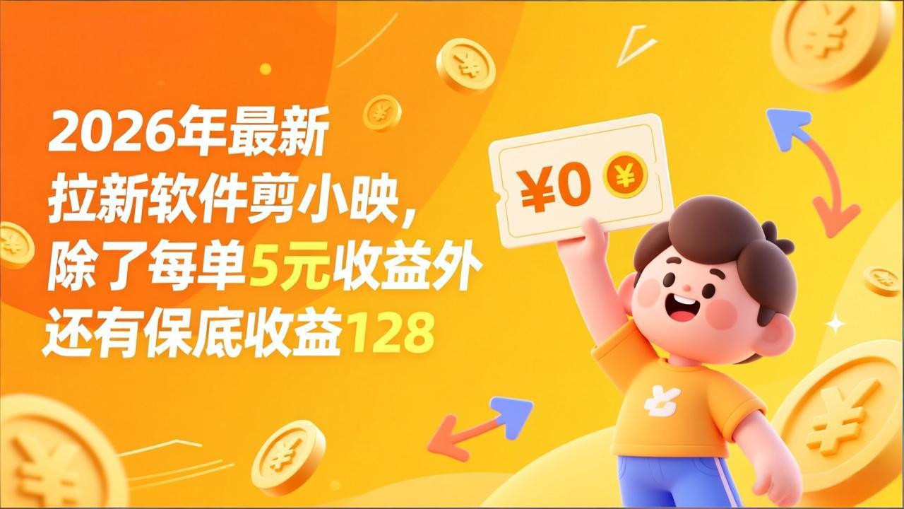最新拉新软件剪小映，除了每单5元收益外还有保底收益128-齐力副业