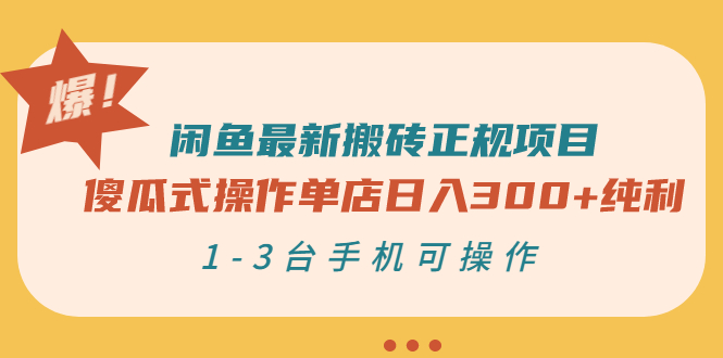 【副业项目3413期】闲鱼最新搬砖正规赚钱项目（手机上赚钱的副业）-齐力副业