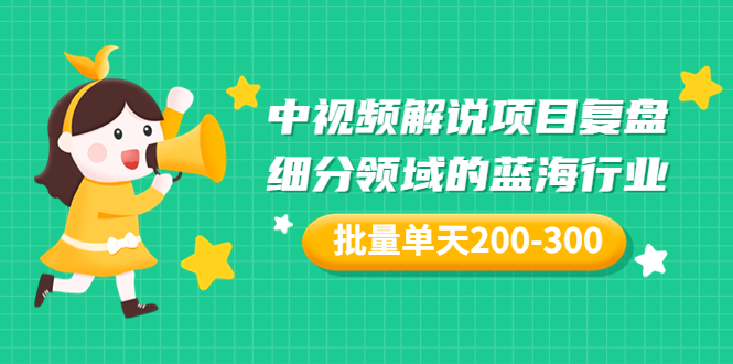 【副业项目3713期】中视频解说项目复盘：细分领域的蓝海行业，批量单天200-300收益-齐力副业