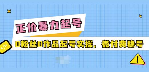 【副业项目3828期】抖音暴力起号实操课：抖音0粉丝0作品起号实操，0粉丝0作品直播-齐力副业
