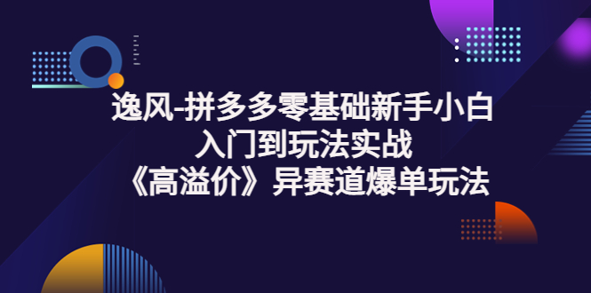 【副业项目3877期】逸风-拼多多新手小白入门到玩法实战，异赛道爆单玩法实操课-齐力副业