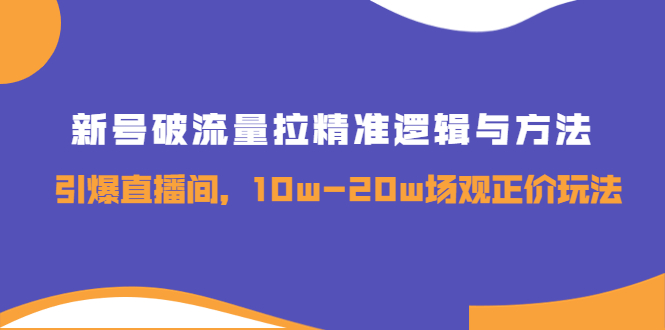 【副业项目4076期】新号破流量拉精准逻辑与方法，怎样引爆直播间，10w-20w场观正价玩法-齐力副业