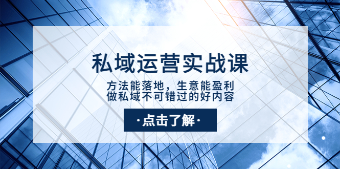 【副业项目4091期】私域运营实战课：方法能落地，生意能盈利，做私域不可错过的好内容-齐力副业