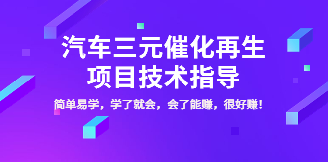 【副业项目4117期】汽车三元催化再生项目技术指导，简单易学，学了就会，会了能赚，很好赚-齐力副业