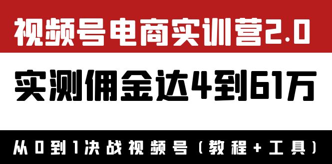 【副业项目4151期】视频号电商实训营2.0：实测佣金达4到61万（教程+工具）-齐力副业