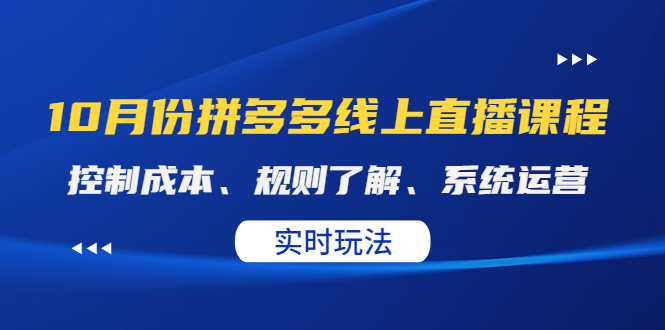 【副业项目4438期】某收费10月份拼多多线上直播课： 控制成本、规则了解、系统运营，实时玩法-齐力副业