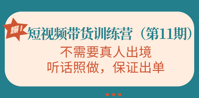 【副业项目4328期】短视频带货训练营（第11期），不需要真人出境，听话照做，保证出单-齐力副业