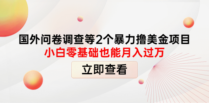 【副业项目4372期】国外问卷调查等2个暴力撸美金项目，小白零基础也能月入过万-齐力副业