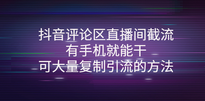 【副业项目4380期】抖音评论区直播间截流，有手机就能干，可大量复制引流的方法-齐力副业