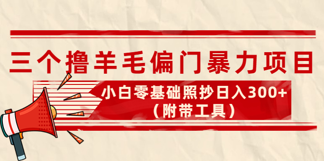 【副业项目4412期】外面卖998的三个撸羊毛偏门暴力项目，小白零基础照抄日入300+（附带工具）-齐力副业