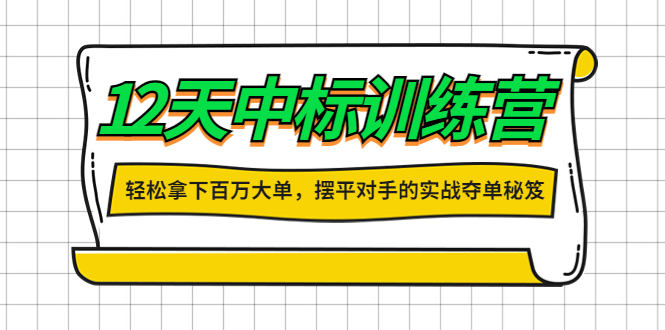 【副业项目4416期】12天中标训练营：轻松拿下百万大单，摆平对手的实战夺单秘笈-齐力副业