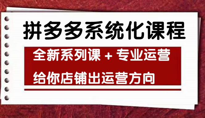 【副业项目4542期】车神陪跑，拼多多系统化课程，全新系列课+专业运营给你店铺出运营方向-齐力副业