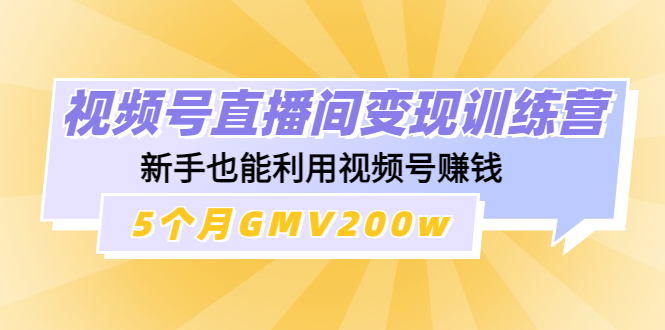 【副业项目4723期】视频号直播间变现训练营：新手也能利用视频号赚钱，5个月GMV200w-齐力副业