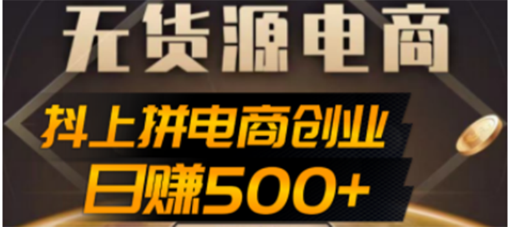 【副业项目4729期】抖上拼无货源电商创业项目、外面收费12800，日赚500+的案例解析参考-齐力副业