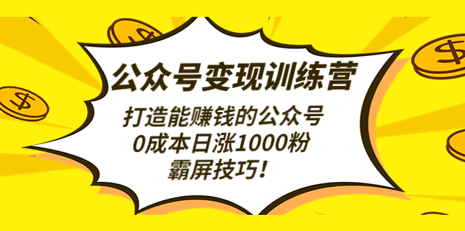 【副业项目4828期】公众号变现训练营（第3期）打造能赚钱的公众号，0成本日涨1000粉，霸屏技巧-齐力副业