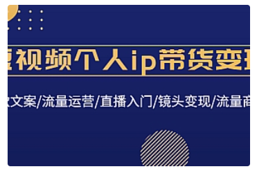 【副业项目4835期】短视频个人ip带货变现：爆款文案/流量运营/直播入门/镜头变现/流量商业-齐力副业