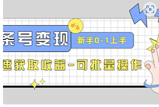 【副业项目4839期】2023头条号实操变现课：新手0-1轻松上手，快速获取收益-可批量操作-齐力副业