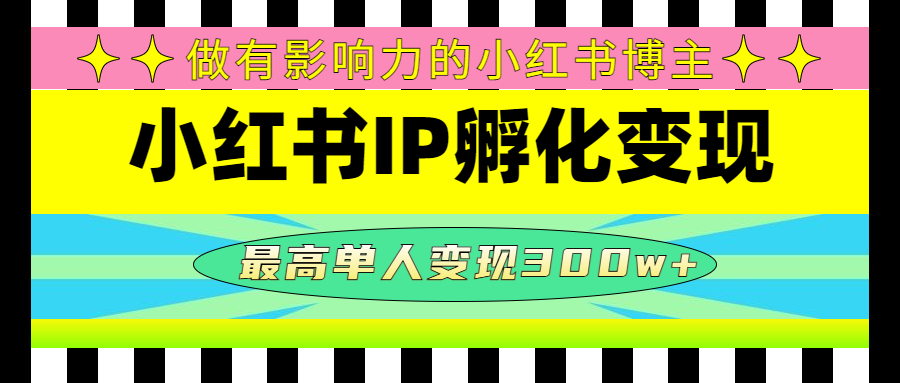 【副业项目4851期】某收费培训-小红书IP孵化变现：做有影响力的小红书博主，最高单人变现300w+-齐力副业