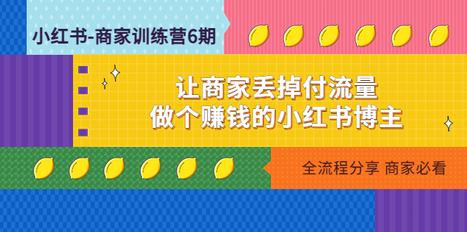 【副业项目5003期】小红书-商家训练营12期：让商家丢掉付流量，做个赚钱的小红书博主-齐力副业