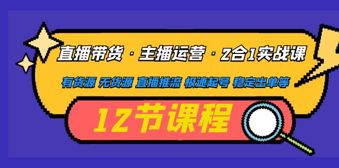 【副业项目5158期】直播带货·主播运营2合1实战课 有货源 无货源 直播推流 极速起号 稳定出单-齐力副业