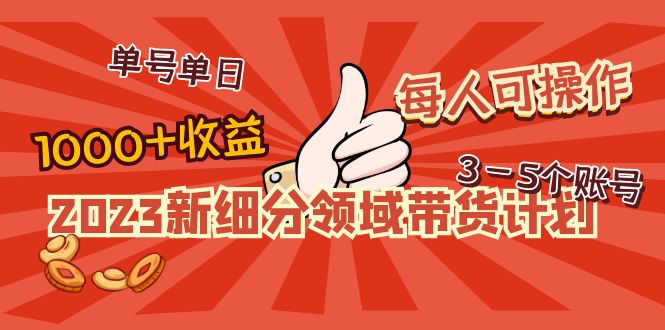 【副业项目5040期】2023新细分领域带货计划：单号单日1000+收益不难，每人可操作3-5个账号-齐力副业