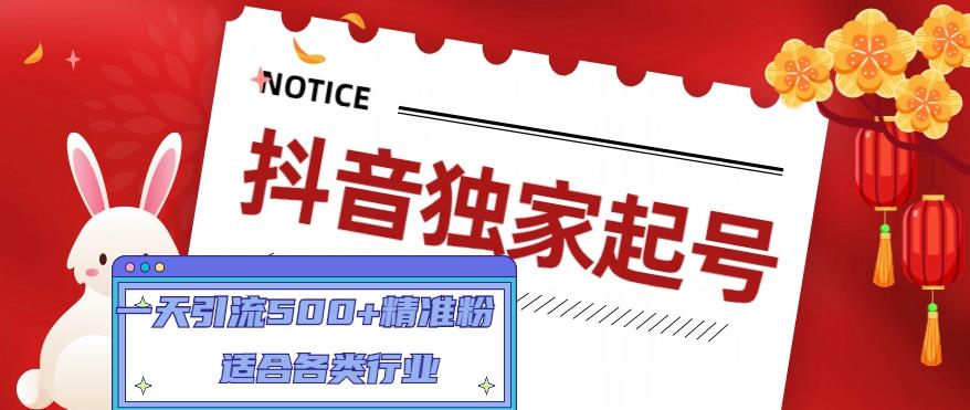 【副业项目5106期】抖音独家起号，一天引流500+精准粉，适合各类行业（9节视频课）-齐力副业