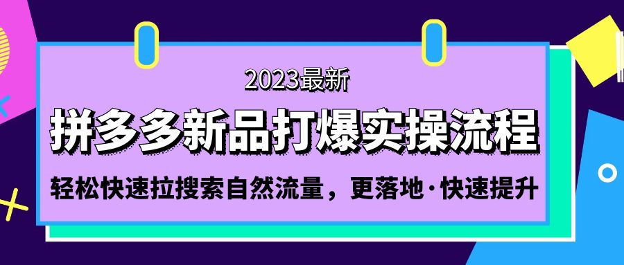 【副业项目5213期】拼多多-新品打爆实操流程：轻松快速拉搜索自然流量，更落地·快速提升-齐力副业