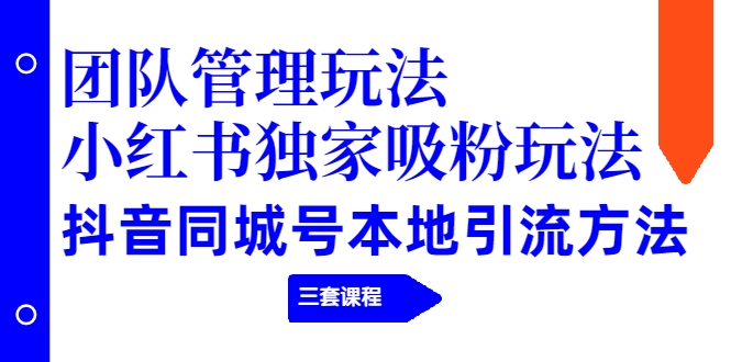 【副业项目2274期】团队管理玩法+小红书独家吸粉玩法+抖音同城号本地引流方法（三套课程）-齐力副业