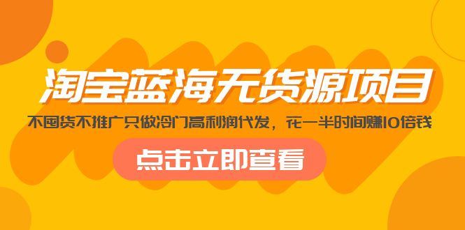 【副业项目5235期】淘宝蓝海无货源项目，不囤货不推广只做冷门高利润代发，花一半时间赚10倍钱-齐力副业