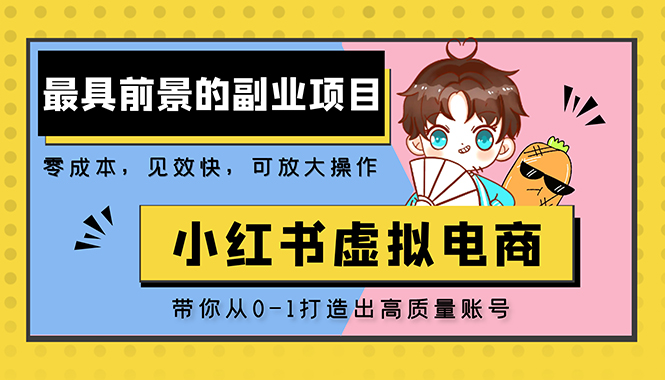 【副业项目5341期】小红书蓝海大市场虚拟电商项目，手把手带你打造出日赚2000+高质量红薯账号-齐力副业