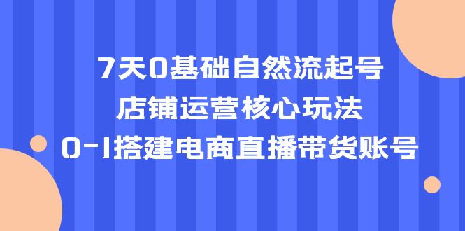【副业项目5468期】7天0基础自然流起号，店铺运营核心玩法，0-1搭建电商直播带货账号-齐力副业
