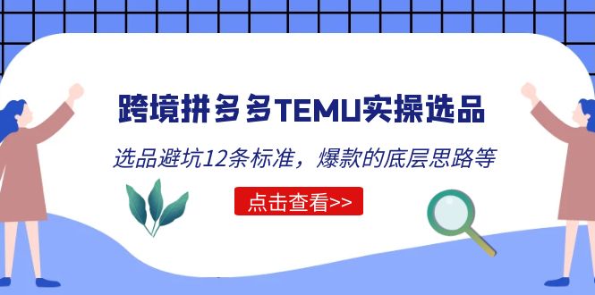 【副业项目5510期】跨境拼多多TEMU实操选品运营方法，选品避坑12条标准，爆款的底层思路等-齐力副业