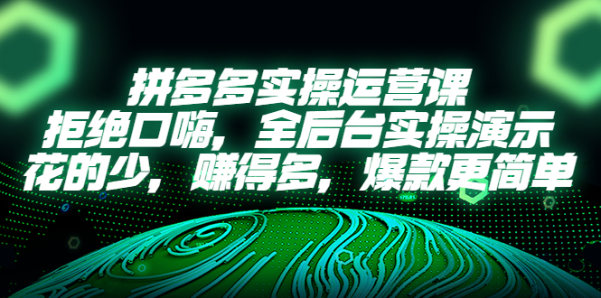 【副业项目5526期】拼多多实操运营课：拒绝口嗨，全后台实操演示，花的少，赚得多，爆款更简单-齐力副业