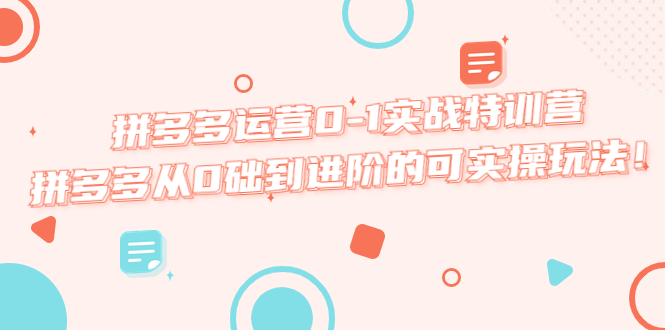 【副业项目5605期】拼多多运营0-1实战特训营，拼多多从0础到进阶的可实操玩法-齐力副业