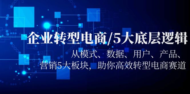 【副业项目5960期】企业转型电商/5大底层逻辑，从模式 数据 用户 产品 营销5大板块，高效转型-齐力副业