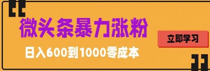 【副业项目5970期】微头条暴力涨粉技巧搬运文案就能涨几万粉丝，简单0成本，日赚600-齐力副业