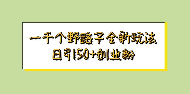 【副业项目5980期】一千个野路子全新玩法 日引50+创业粉-齐力副业