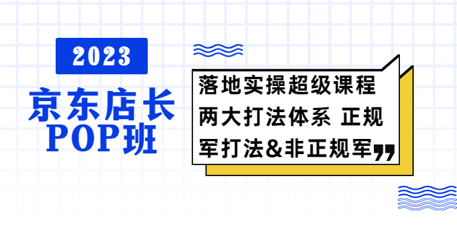 【副业项目5761期】2023京东店长·POP班 落地实操超级课程 两大打法体系 正规军&非正规军-齐力副业