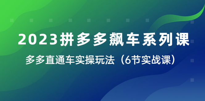 【副业项目6041期】2023拼多多飙车系列课，多多直通车实操玩法（6节实战课）-齐力副业