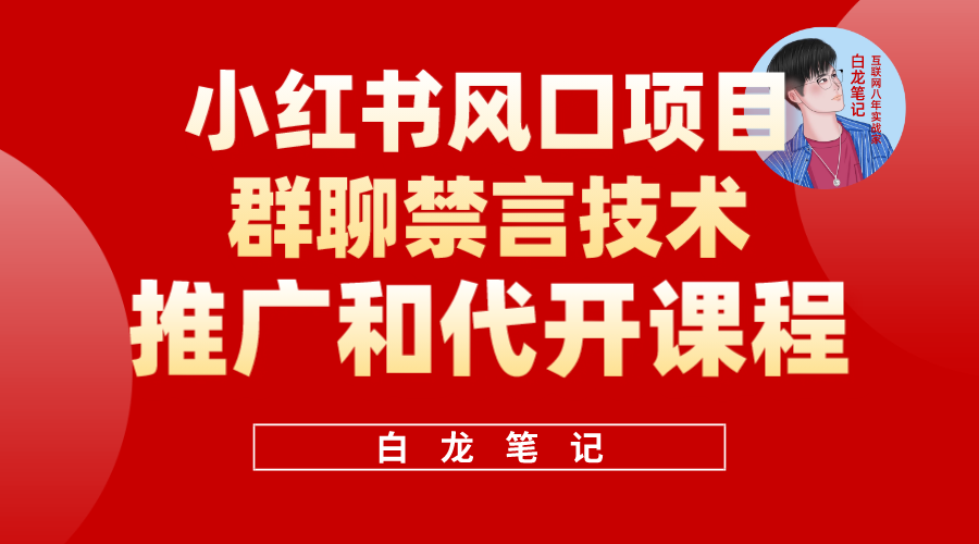【副业项目5991期】小红书风口项目日入300+，小红书群聊禁言技术代开项目，适合新手操作-齐力副业