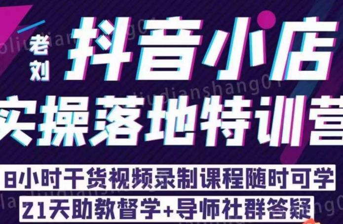 【副业项目6755期】老刘·抖店商品卡流量，​抖音小店实操落地特训营，8小时干货视频录制课程随时可学-齐力副业